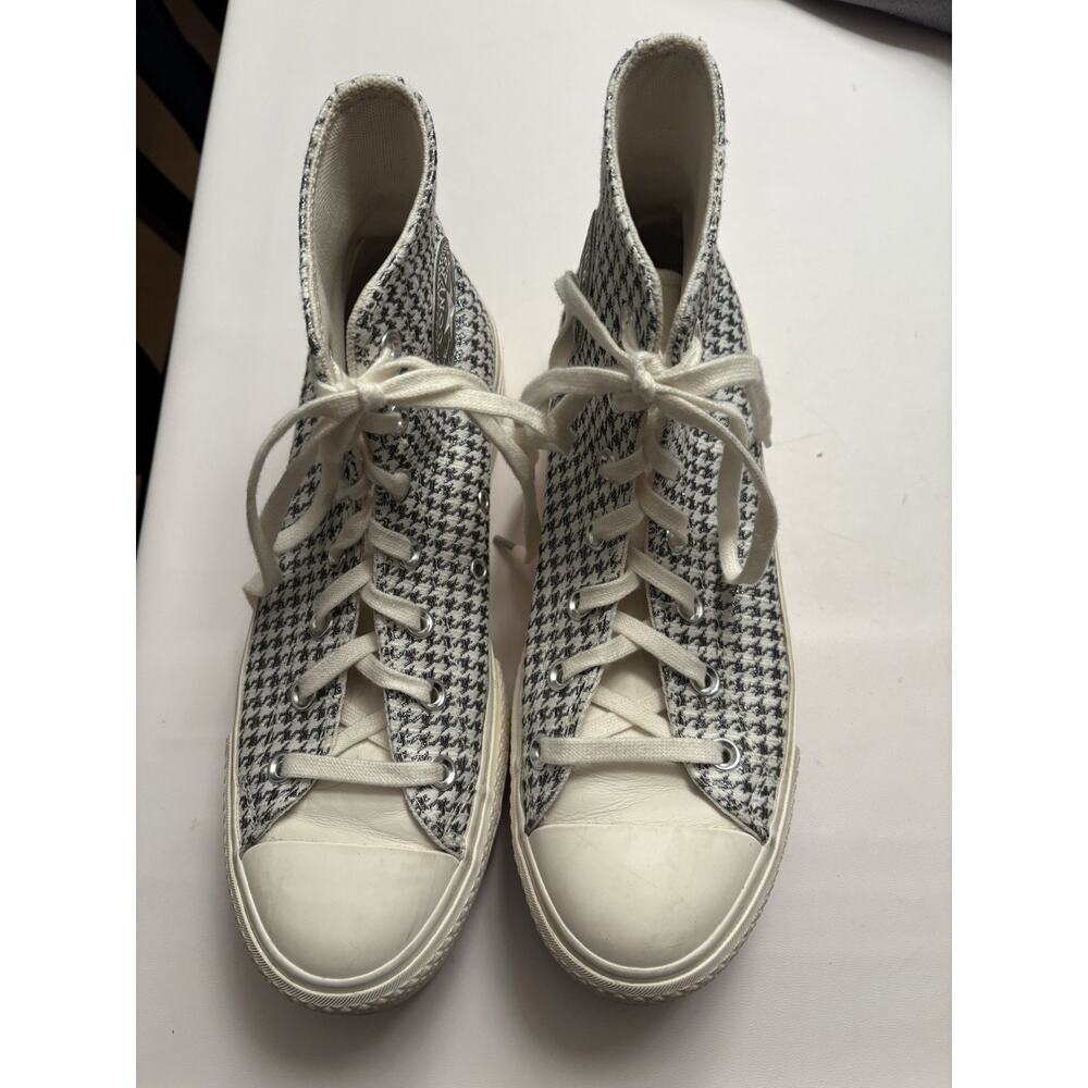 Converse Chuck Taylor Women’s Sz 9 Silver Metallic Houndstooth Print High Tops